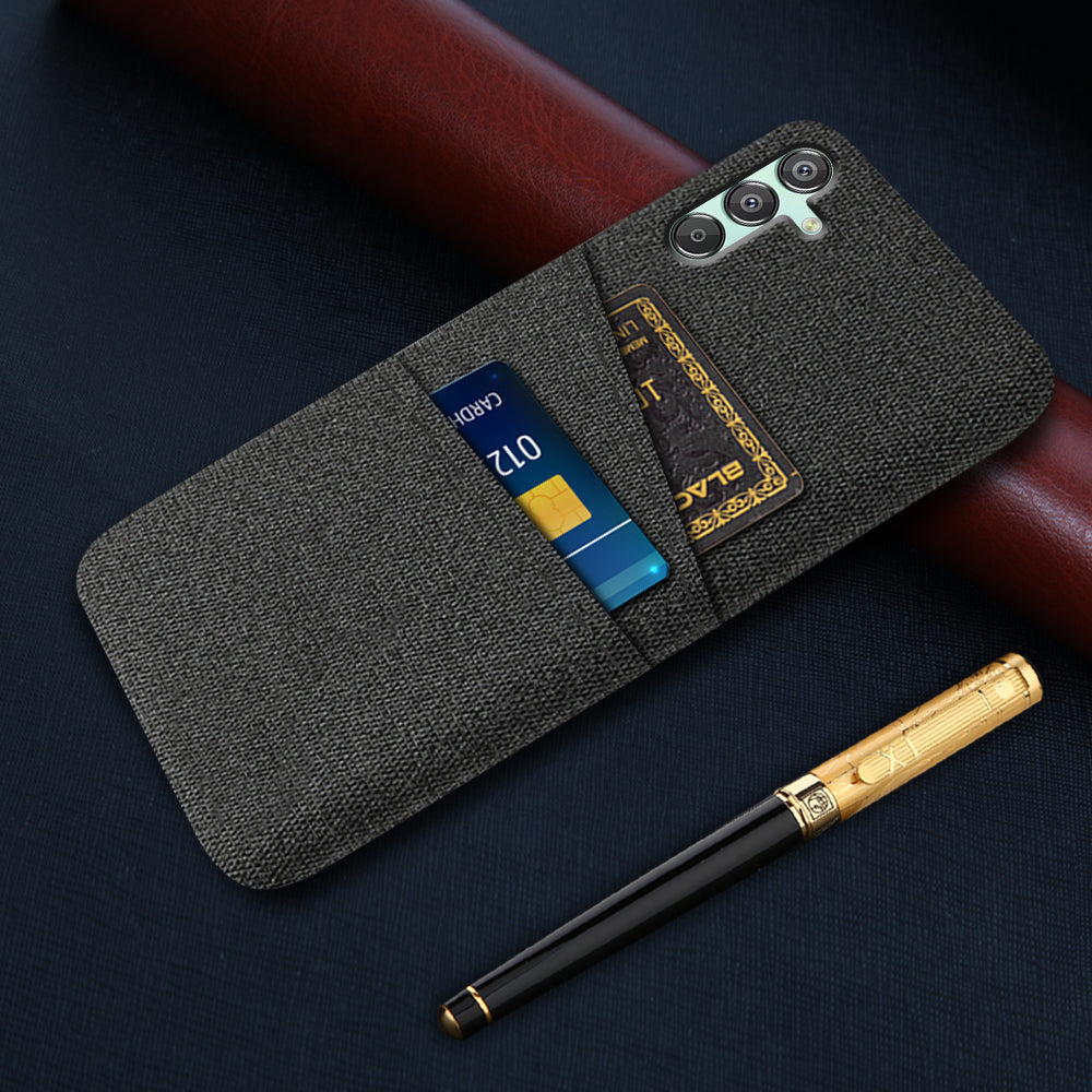 For Samsung Galaxy F15 5G / M15 5G Case Cloth+PC Cell Phone Basic Back Cover with 2 Card Slots For Samsung Galaxy F15 5G / M15 5G Case Cloth+PC Cell Phone Basic Back Cover with 2 Card Slots